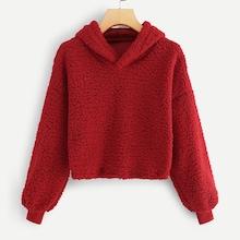 Shein Solid Teddy Hoodie