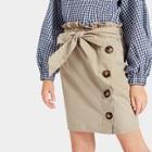 Shein Girls Paperbag Waist Button Front Skirt With Belt