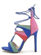 Shein Multicolor Peep Toe Lace-up Stiletto Sandals