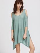 Shein Green Cold Shoulder Split Side Asymmetrical Dress