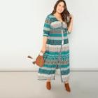 Shein Plus Tribal Print Drawstring Tassel Detail Dress