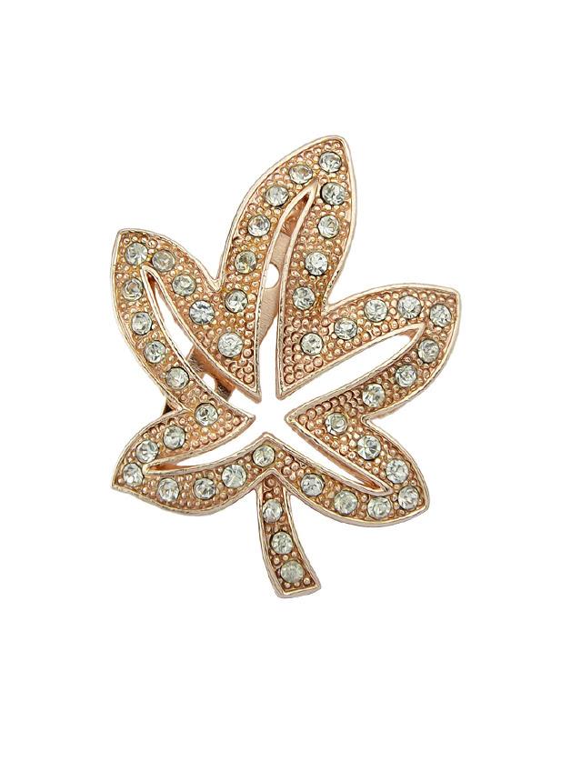 Shein Rosegold Rhinestone Leaf Brooch Women Accessories