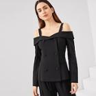 Shein Cold Shoulder Double Breasted Blazer