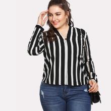 Shein Plus High Low Striped Blouse