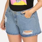 Shein Plus Studs Detail Ripped Denim Shorts