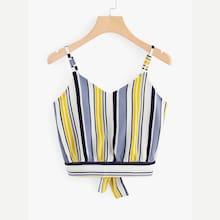 Shein Tie Back Striped Crop Cami Top