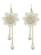 Shein White Pearl Lace Flower Fashion Earrings