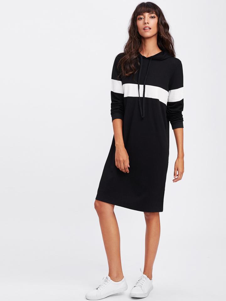 Shein Side Split Color Block Panel Sweatshirt Dress