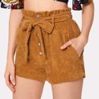 Shein Tie Waist Button Up Corduroy Shorts