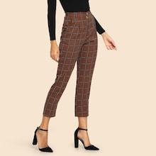 Shein 50s Plaid Pocket Side Pants
