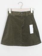 Shein Dark Green Pockets Corduroy Skirt