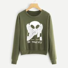 Shein Cartoon And Letter Print Sweatshirt