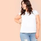 Shein Plus Scallop Laser Cut Cap Sleeve Top