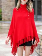 Shein High Neck Asymmetric Fringe Sweater