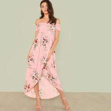Shein Off Shoulder Floral Overlap Dress