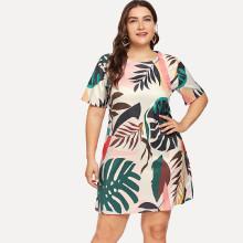 Shein Plus Foliage Print Dress