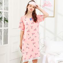 Shein Cherry & Letter Print Night Dress With Eye Mask