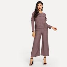Shein Ruffle Top & Wide Leg Pants