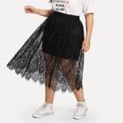 Shein Plus Eyelash Lace Overlay Skirt