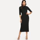 Shein Elastic Waist Longline Shirt Dress