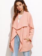 Shein Pink Drape Collar Drop Shoulder Coat