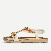 Shein Bead Decorated Pu Flat Sandals