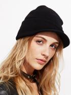 Shein Black Foldover Knit Drape Hat