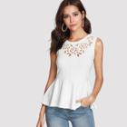 Shein Laser Cut Sleeveless Peplum Top