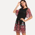 Shein Embroidery Appliques Flutter Sleeve Floral Dress