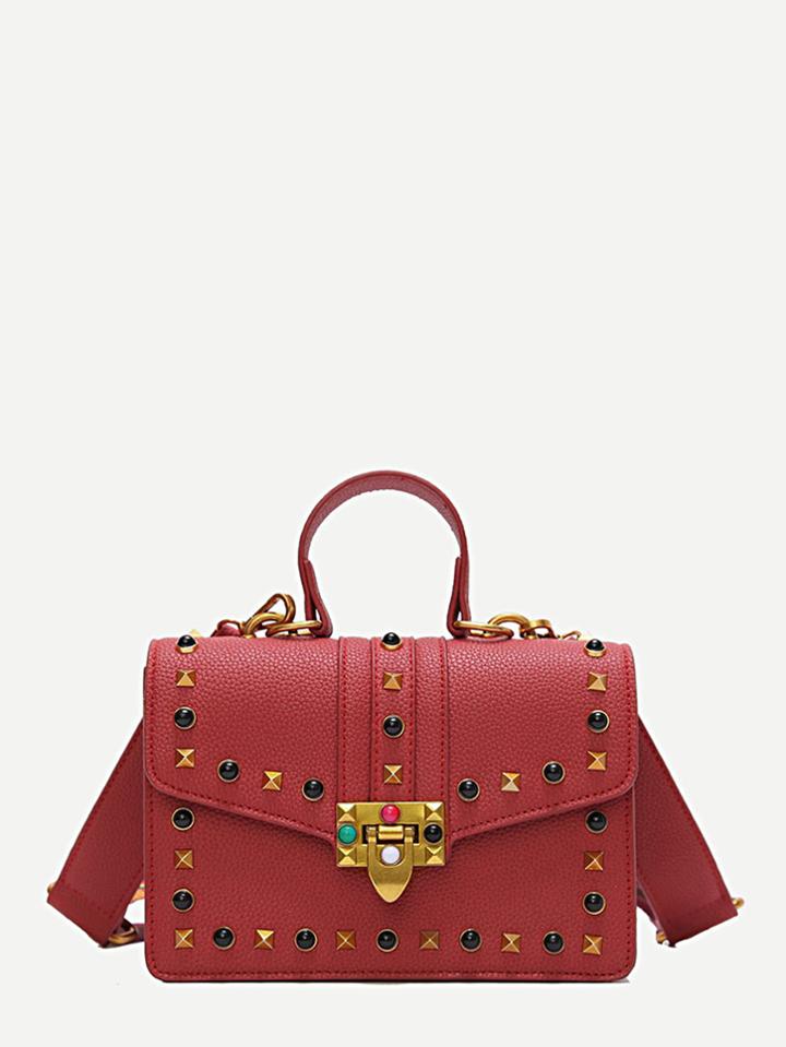 Shein Studded Decor Pebble Embossed Crossbody Bag