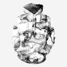 Shein Men 3d Abstract Smoke Print Hooded Sweatshirt