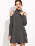 Shein Grey Ribbed Knit Strappy Cold Shoulder Dress