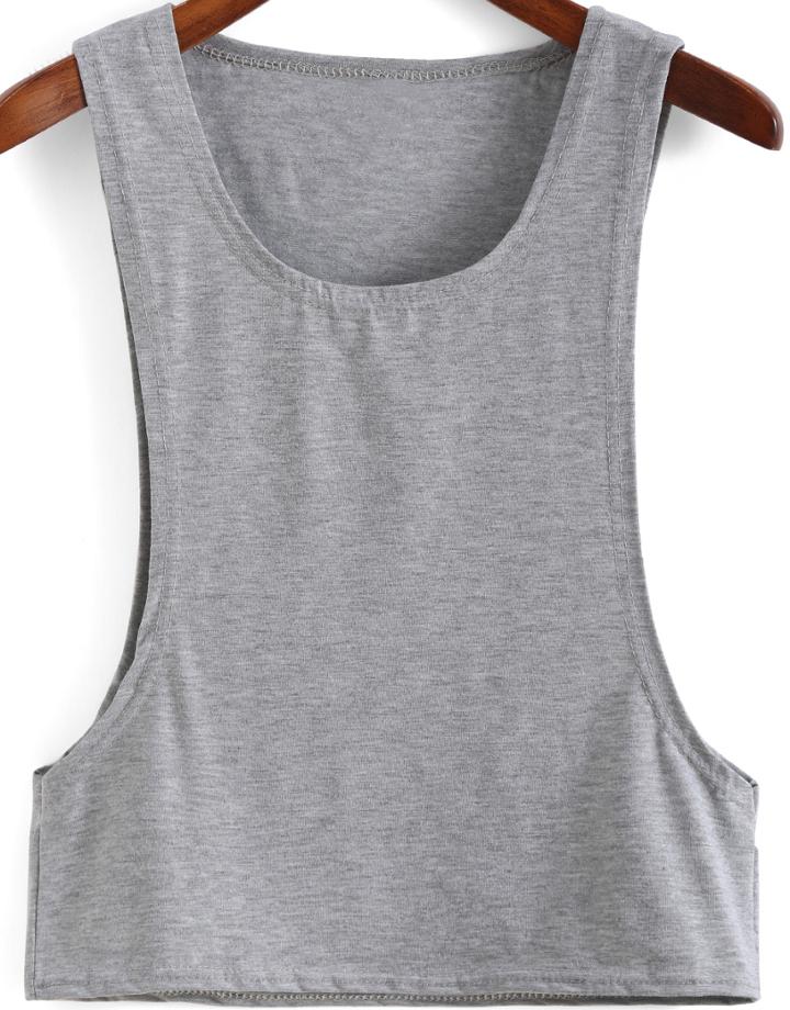 Shein Grey Scoop Neck Hollow Sides Tank Top