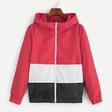 Shein Color-block Zipper Up Windbreaker Jacket