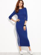 Shein 3/4 Sleeve Striped Side Seam Pencil Dress