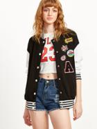 Shein Black Badge Varsity Baseball Jacket