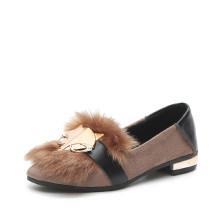 Shein Metal Fox Faux Fur Loafers