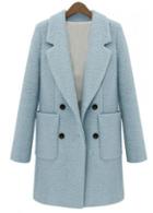 Rosewe Vogue Button Closure Long Sleeve Coat Light Blue