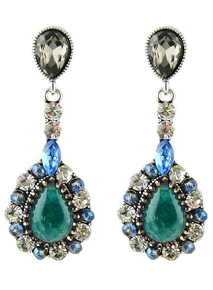 Shein Green Drop Gemstone Earrings
