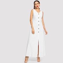 Shein Single Breasted V-neck Shell Dress