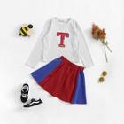 Shein Girls T Print Top & Flare Skirt Set