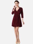 Shein Ribbed Wrap Velvet Dress