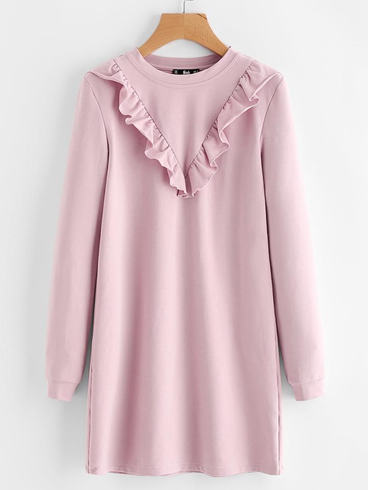 Shein Frill Trim Sweatshirt Dress