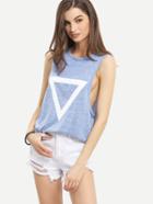 Shein Blue Triangle Print Tank Top