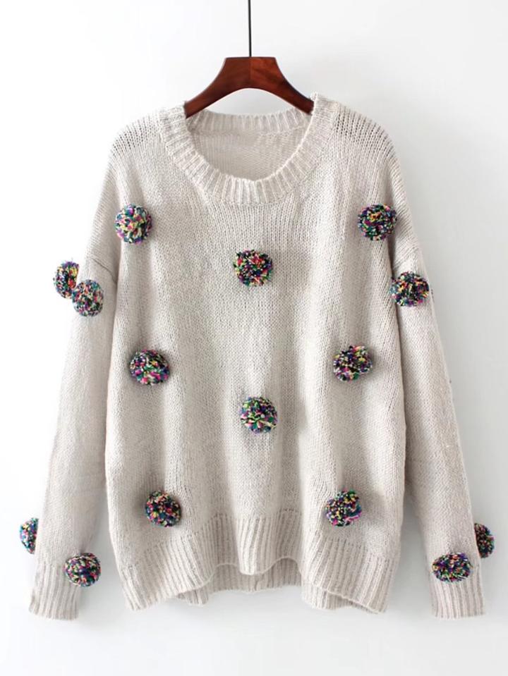 Shein Pom Pom Design Drop Shoulder Knitwear