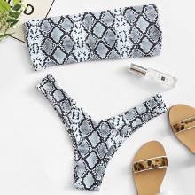 Shein Snake Print High Leg Bikini Set