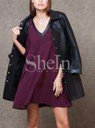 Shein Purple V Neck Casual Dress