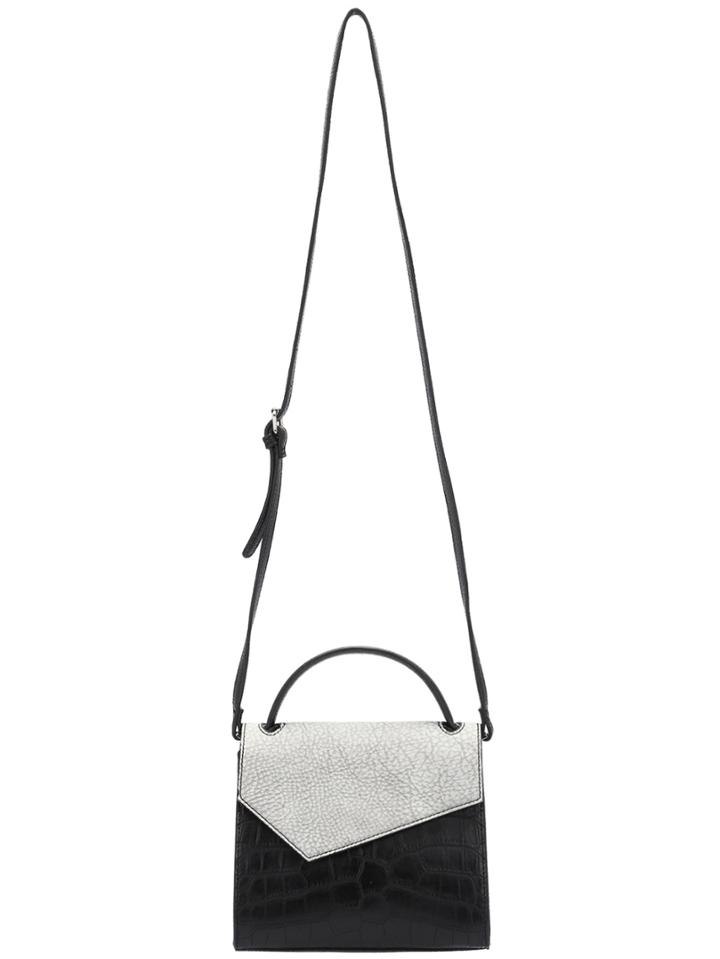 Shein Black Grey Crocodile Pu Satchel Bag
