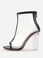 Shein Contrast Trim Peep Toe Clear Chunky Heels