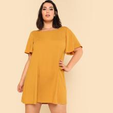 Shein Plus Cut Out Back Flutter Sleeve Dress